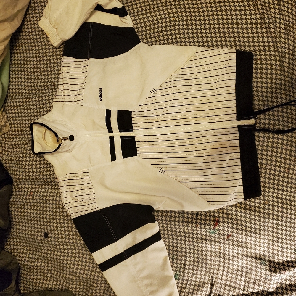 Vintage Adidas Black & White Wind Breaker